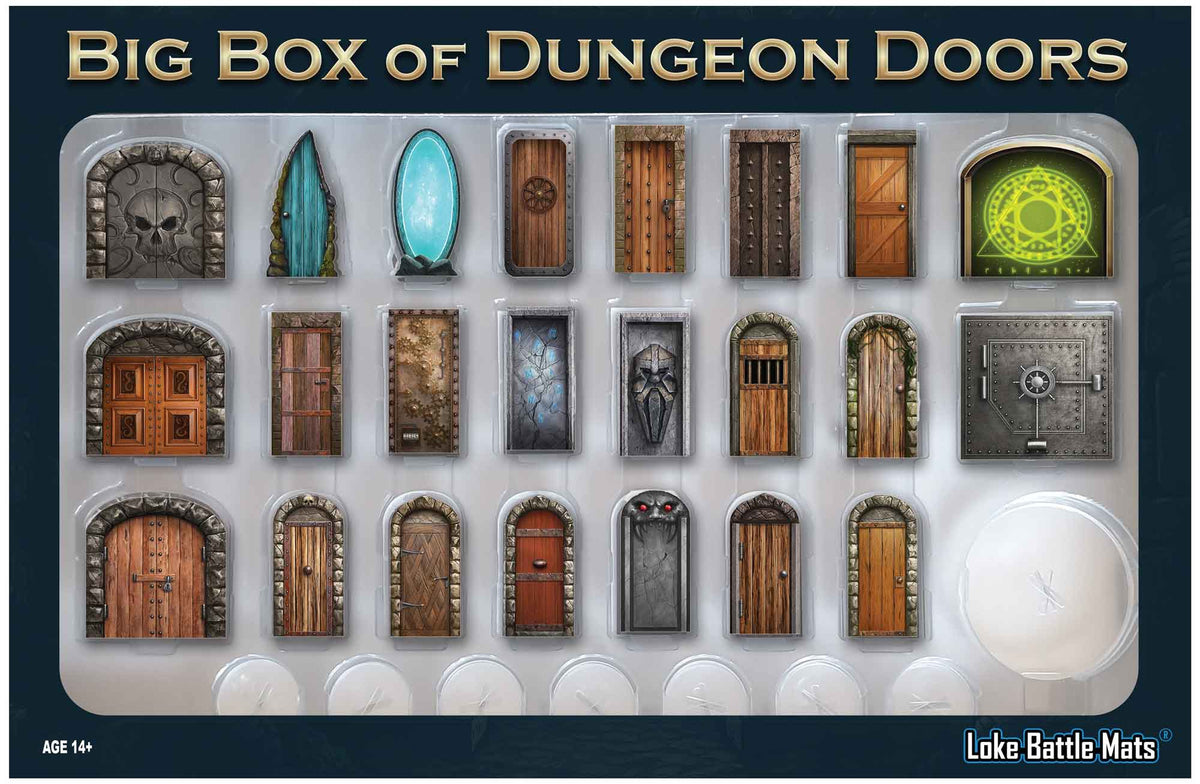 Big Box of Dungeon Doors - 40 unique doors on clear plastic