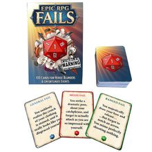 Load image into Gallery viewer, Epic RPG Fails - 100 Cards to roleplay those DnD Disasters! Pre order to ship in March
