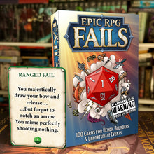 Load image into Gallery viewer, Epic RPG Fails - 100 Cards to roleplay those DnD Disasters! Pre order to ship in March
