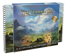 Load image into Gallery viewer, The Terrain Set - Build your Own Battle Maps (2x Book of Battle Mats and reusable scenery decals)
