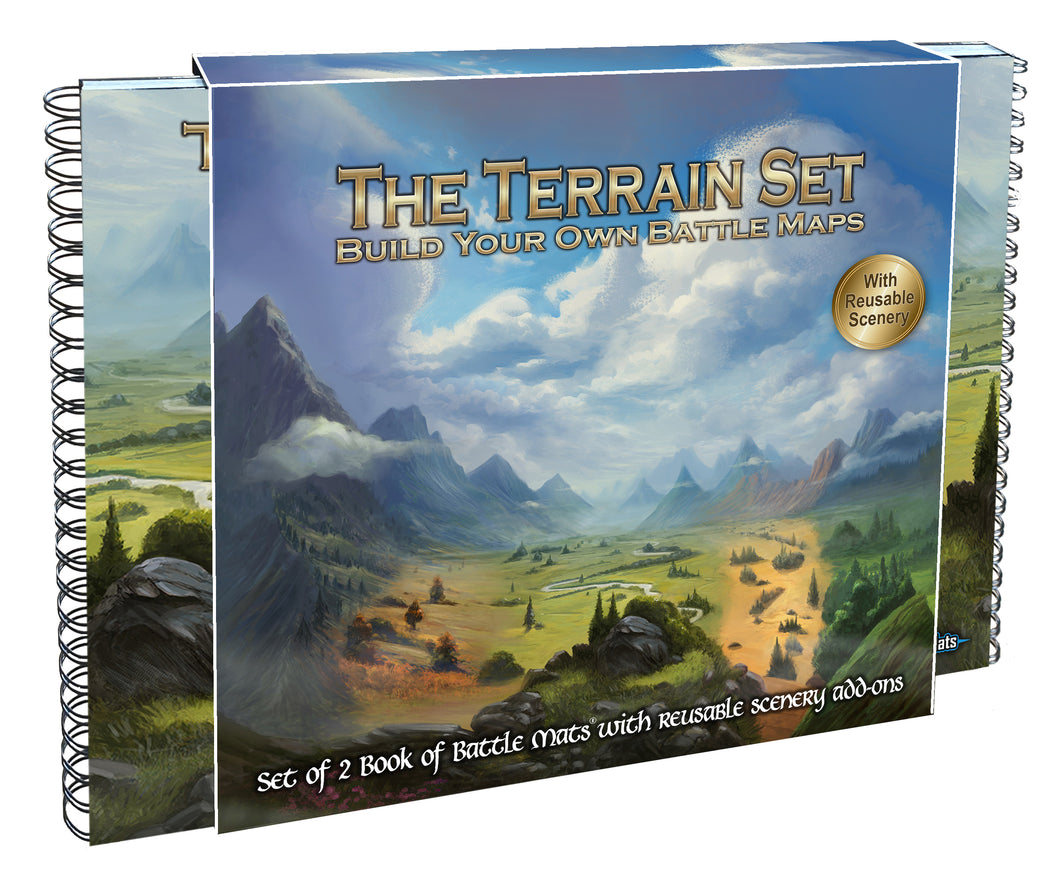 The Terrain Set - Build your Own Battle Maps (2x Book of Battle Mats and reusable scenery decals)