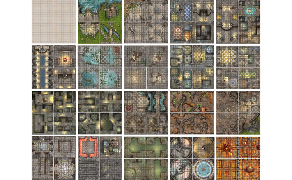 The Dungeon Books of Battle Mats (Two book set. 12x12)
